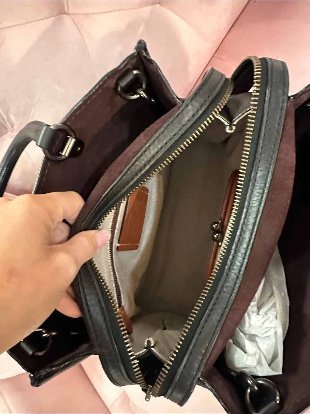 Coach Black Sequin Floral Satchel